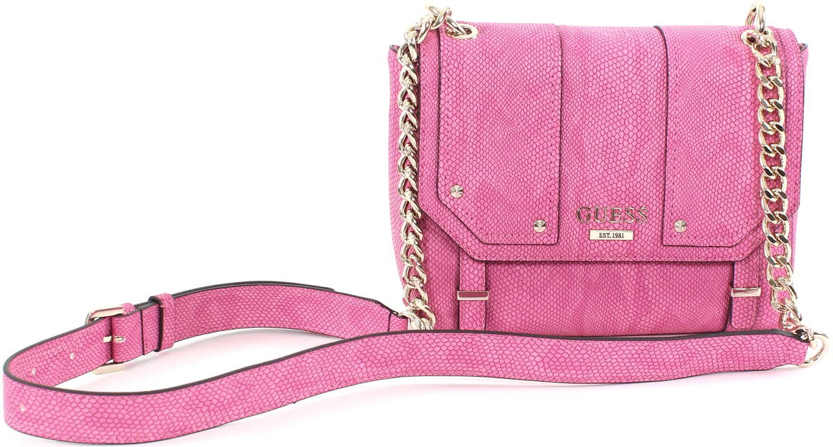 guess pink and brown bag
