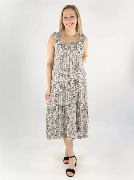 Vero Moda mekko Menny Smock beige/musta - Mekot ja tunikat - 138490 - 1