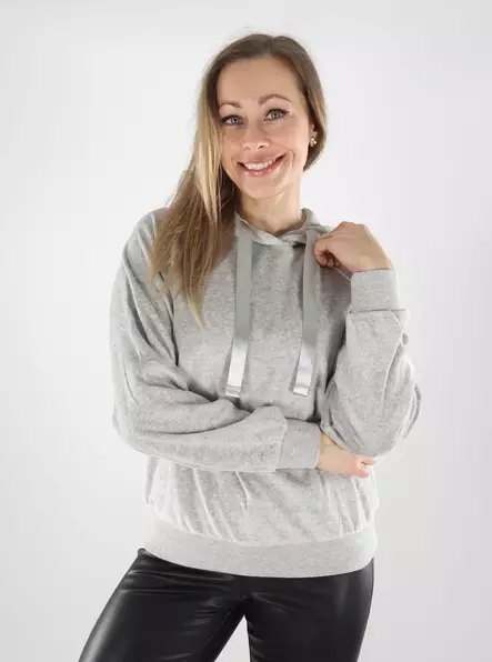 JDY naisten velour-huppari Vida Velvet Hood harmaa - Naisten hupparit ja colleget - 140000 - 1