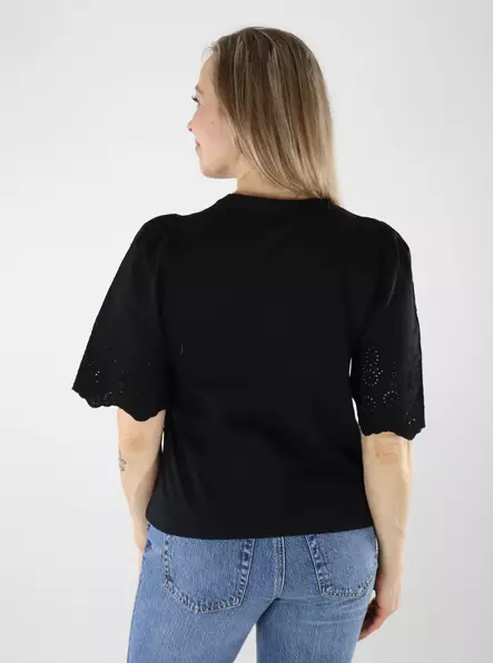 JDY naisten pitsihihainen t-paita Lair Life New musta - Naisten T-paidat - 140440 - 2