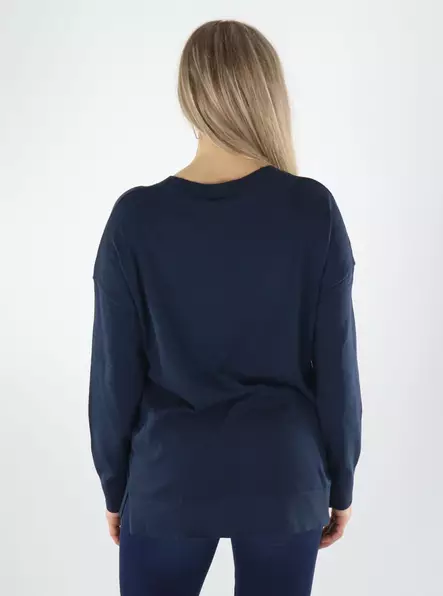 Vila naisten neule Claudie v-neck tummansininen - Naisten neuleet - 141810 - 2