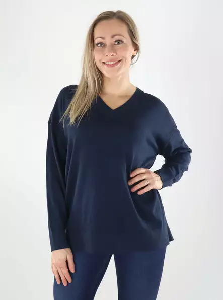 Vila naisten neule Claudie v-neck tummansininen - Naisten neuleet - 141810 - 1