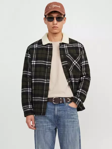 Jack&Jones miesten takki Zac teddy musta/tummanvihreä - Miesten takit - 142230 - 1