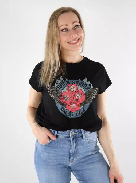 JJXX naisten t-paita Astrid Boxy Print musta - Naisten T-paidat - 137720 - 1