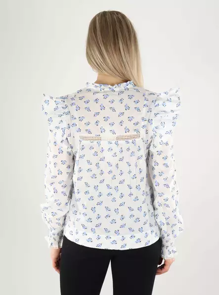 Only naisten kuviollinen paita Idris valkoinen/kukkakuosi - Naisten pitkähihaiset paidat - 140300 - 2