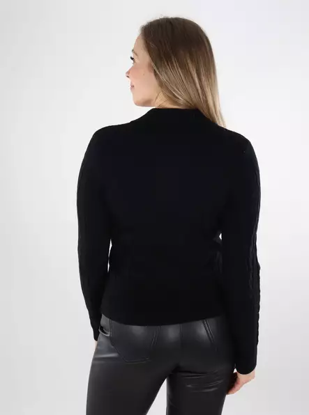 Only naisten neuletakki Katia Cable Zip Polo musta - Naisten neuleet - 140040 - 2