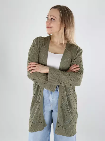 Only naisten neuletakki Pamela Open Cardigan 7/8 vihreä - Naisten neuleet - 140420 - 1