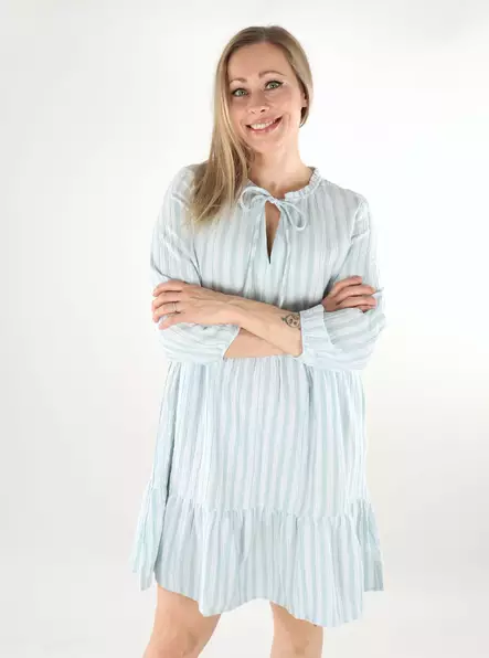 Vero Moda mekko/tunika Nanna 3/4 mintunvihreä/valkoinen - Mekot ja tunikat - 138560 - 1