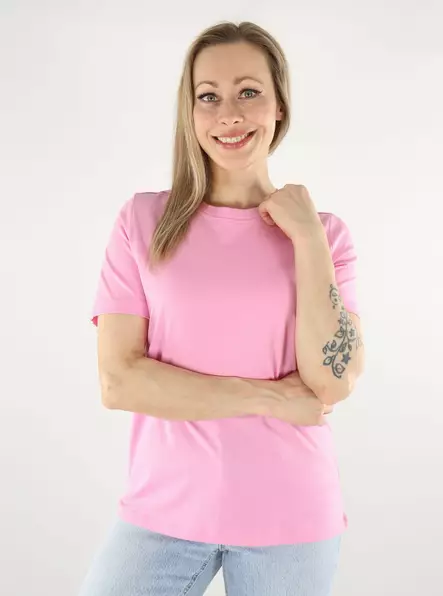 Vero Moda naisten luomupuuvillainen t-paita Paulina vaaleanpunainen - Naisten T-paidat - 138210 - 1