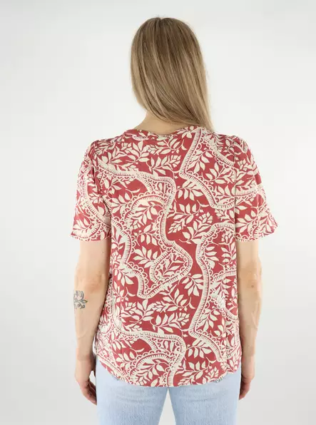 Vero Moda naisten t-paita Bali V-Neck punainen/valkoinen - Naisten T-paidat - 138160 - 2