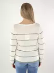 Only naisten raidallinen neule Geena V-Neck valkoinen / vihreä - Naisten neuleet - 137710 - 2