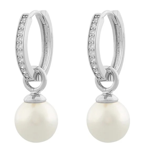 Snö of Sweden Örhängen Provence silver/vit - Örhängen - 133050 - 1