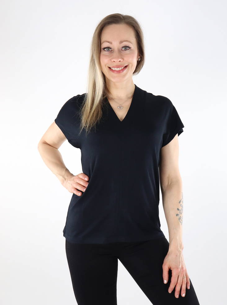 Vila dam t-shirt V-ringad svart - T-shirts för damer - 135820 - 1