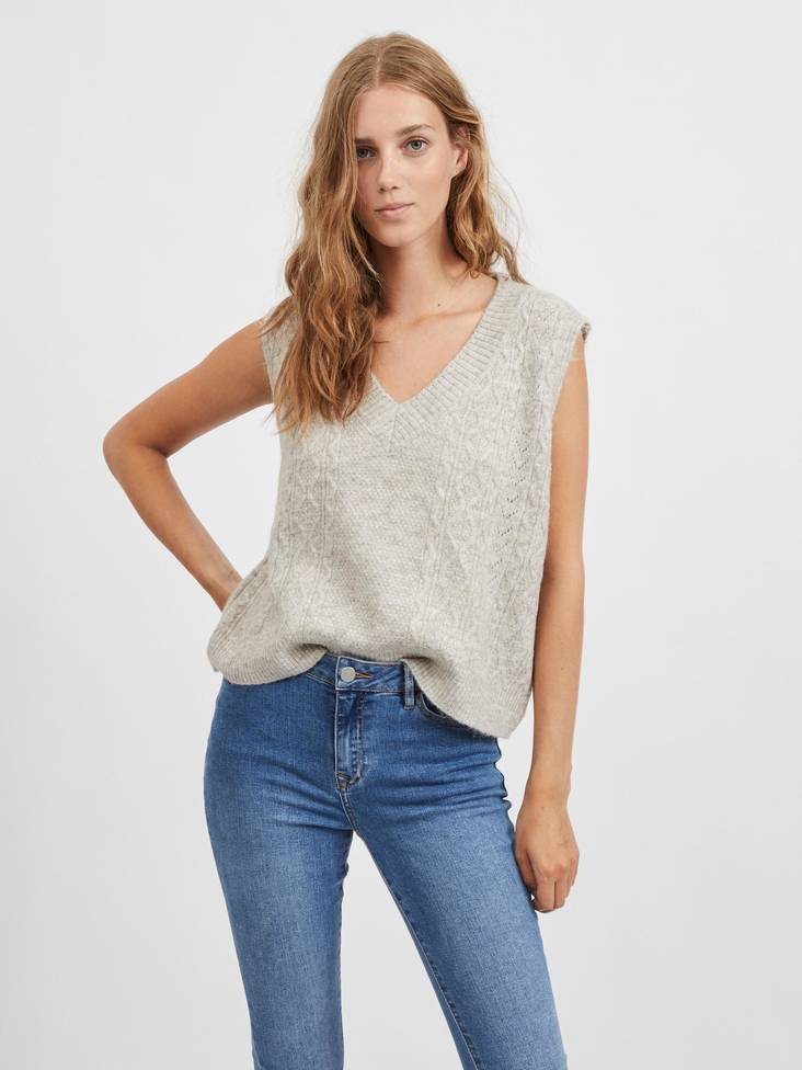 Vila naisten väljä neuleliivi Cleo natural/melange - Naisten neuleet - 129240 - 1