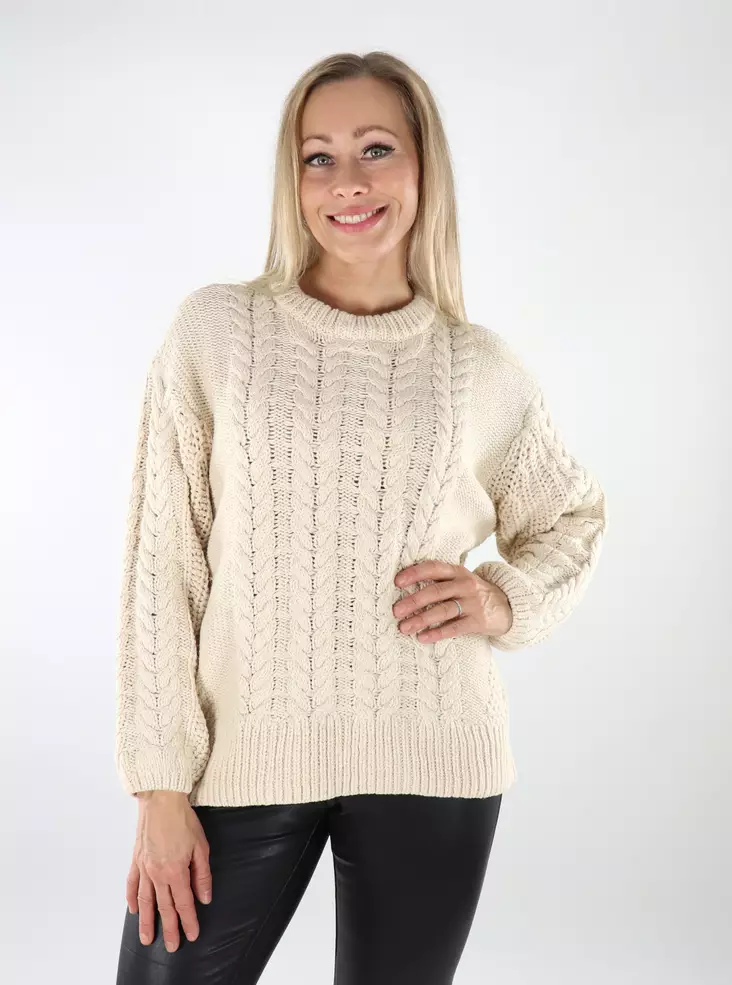 Vero Moda naisten palmikkoneule Sveacable Pullover luonnonvalkoinen - Naisten neuleet - 136950 - 1