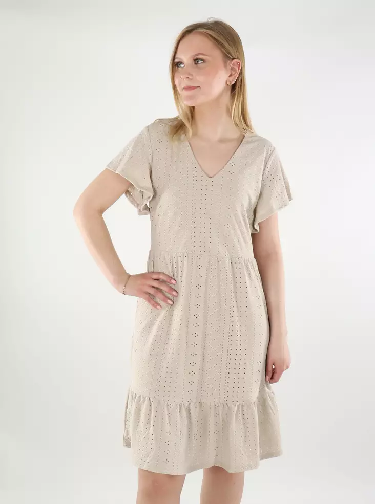Only joustava mekko Sandra V-Neck beige - Mekot ja tunikat - 138440 - 1