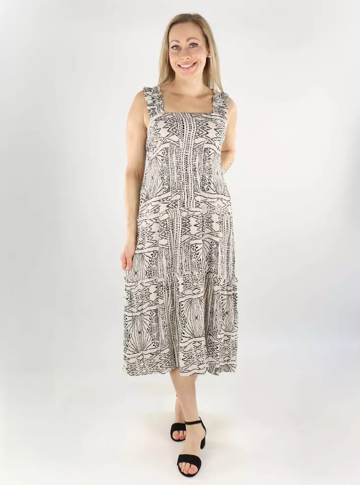 Vero Moda mekko Menny Smock beige/musta - Mekot ja tunikat - 138490 - 1