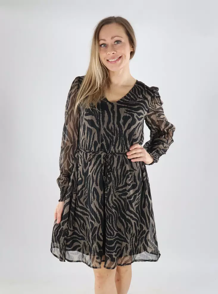 JDY kuviollinen mekko Cody V-Neck musta/beige - Mekot ja tunikat - 139770 - 1