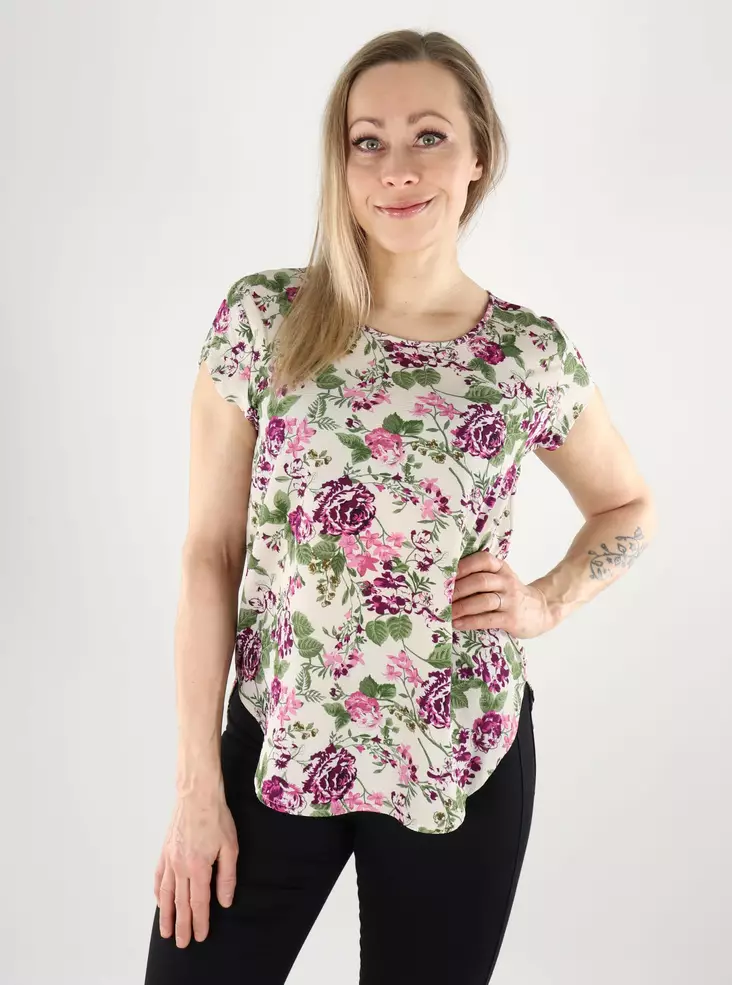 Only naisten pitkä t-paita Vic Top sparklig grape/garden - Naisten T-paidat - 140350 - 1