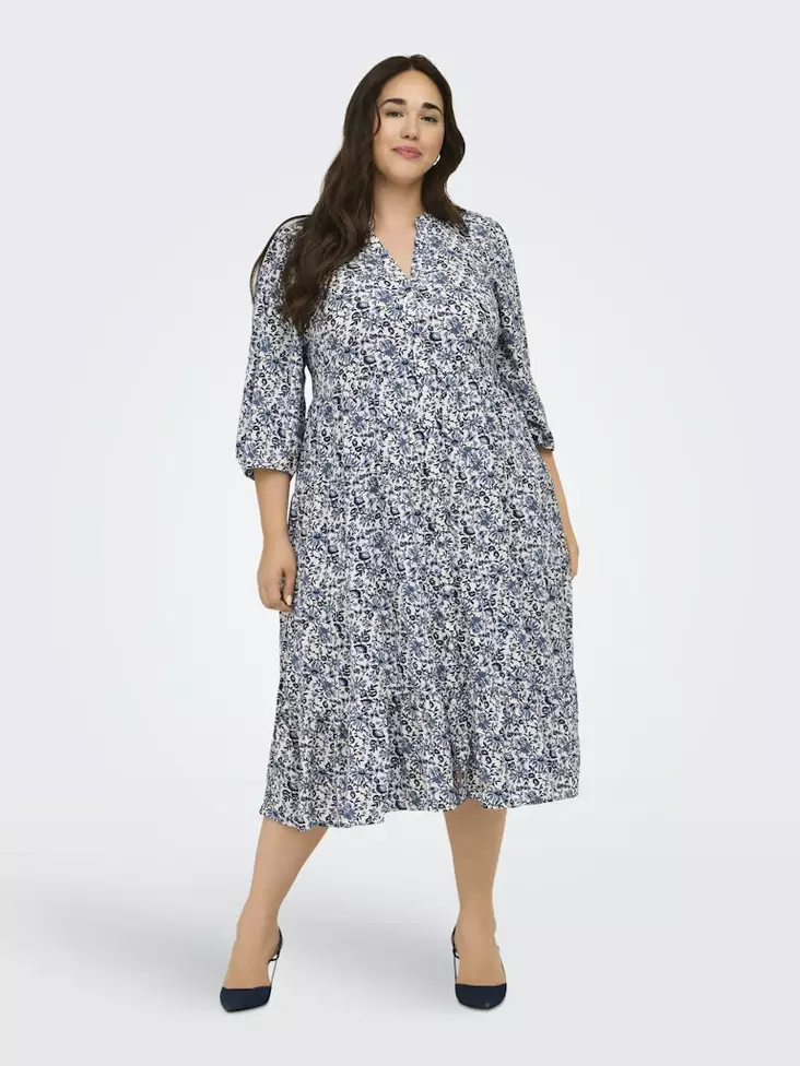 Only Carmakoma kuviollinen pluskoon mekko CARMILANA 7/8 coronet blue/jadie flow - Mekot ja tunikat - 140670 - 1