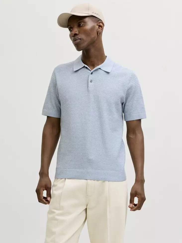 Jack&Jones miesten lyhythihainen neule Bluriley ashley blue - Miesten T-paidat - 140940 - 1
