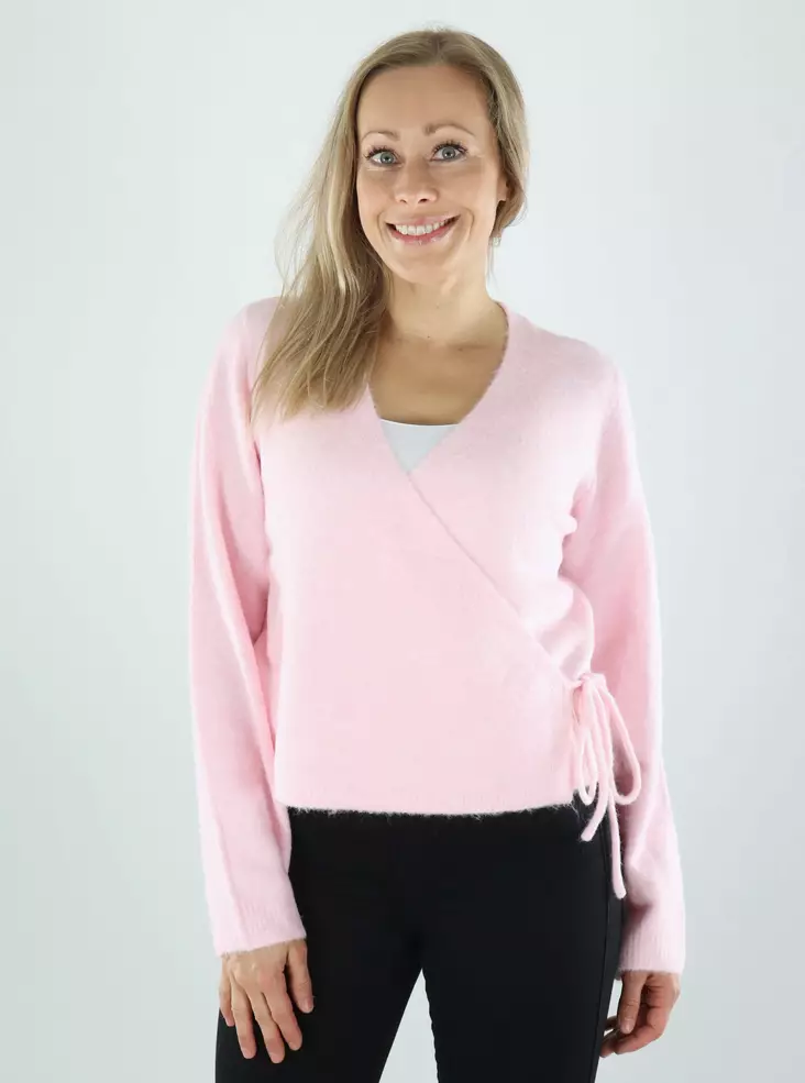 Only naisten neule Liva v-neck wrap vaaleanpunainen - Stickat för damer - 141720 - 1