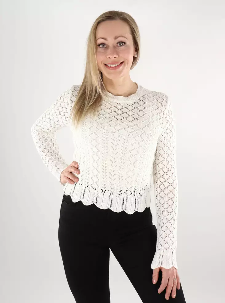 Only naisten neule Saga O-Neck valkoinen - Naisten neuleet - 138040 - 1
