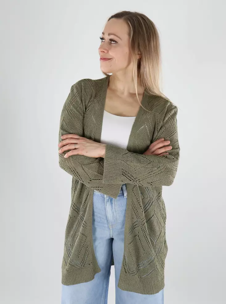 Only naisten neuletakki Pamela Open Cardigan 7/8 vihreä - Naisten neuleet - 140420 - 1