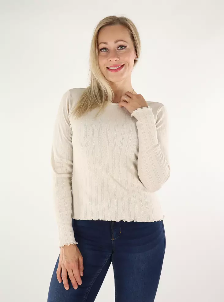 Only naisten paita puuvillaa Carlotta beige - Naisten pitkähihaiset paidat - 136650 - 1