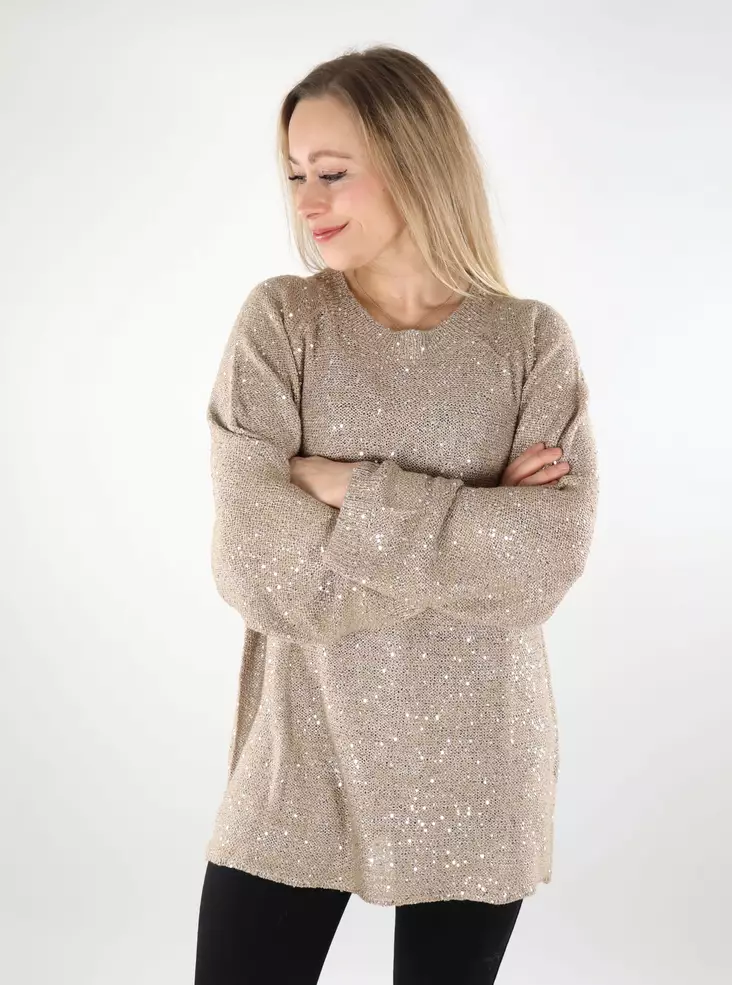 Vero Moda naisten glitterneule Leilani Long beige - Naisten neuleet - 137590 - 1