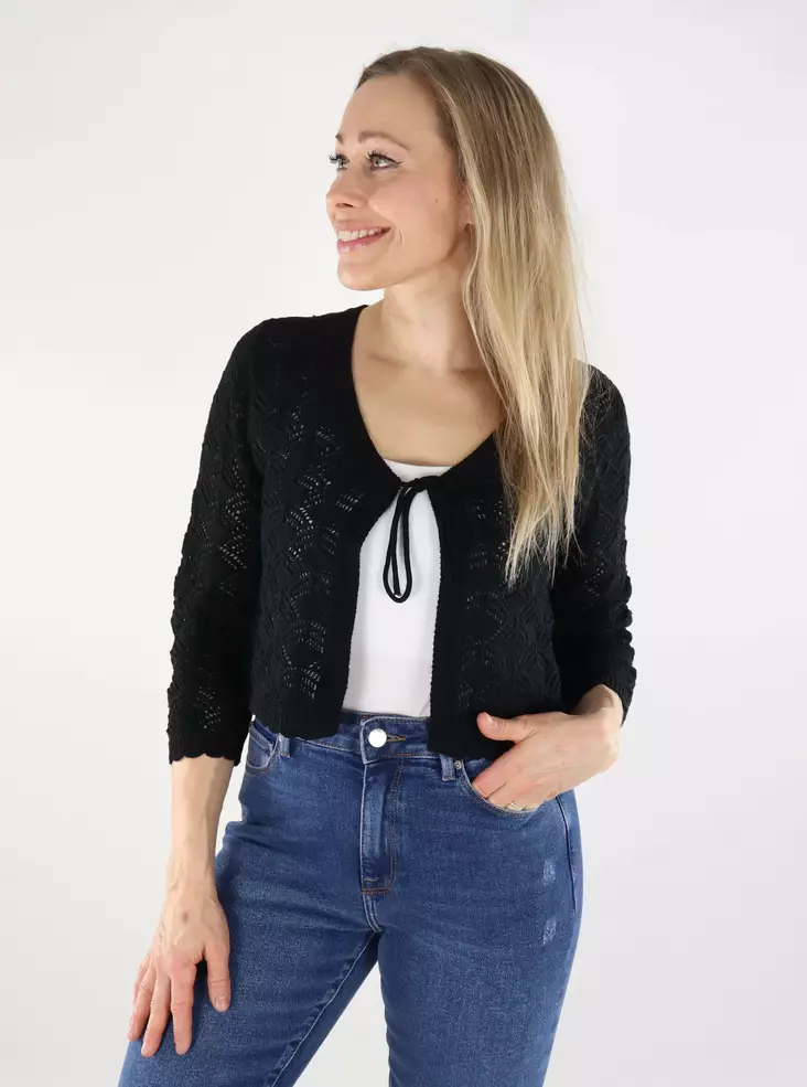 Vero Moda naisten neuletakki Newverena 3/4 V-Neck musta - Naisten neuleet - 138740 - 1
