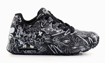 Skechers naisten tennarit 177972/BKW UNO - PROCESS SKETCH musta - Skechers tennarit - 135841 - 1