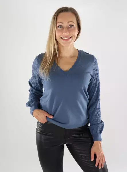 Vila naisten neule Emi V-Neck sininen - Naisten neuleet - 139121 - 1