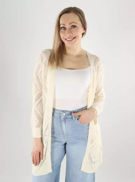 Only naisten neuletakki Pamela Open Cardigan 7/8 luonnonvalkoinen - Naisten neuleet - 140421 - 1