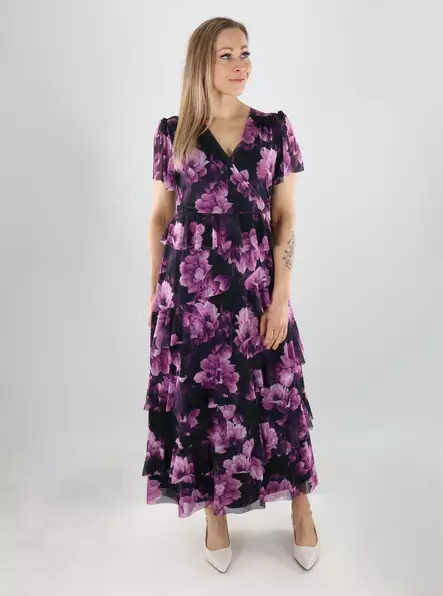 Vero Moda naisten frillahelmainen mekko Blair musta/violetti - Klänningar och tunikor - 141031 - 1