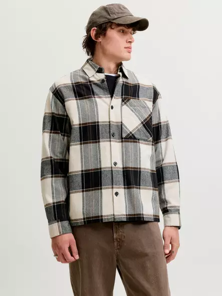 Jack&Jones miesten puuvillainen kauluspaita Jackson cloud dancer/check - Skjortor för herrar - 141531 - 1