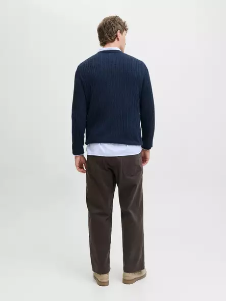 Jack&Jones miesten neule Eemil cable laivastonsininen - Stickat för herrar - 141541 - 2