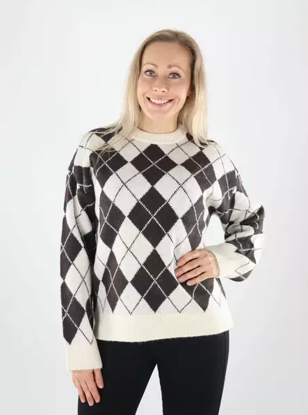 Vero Moda naisten neule Halo ruskea/valkoinen - Stickat för damer - 141871 - 1