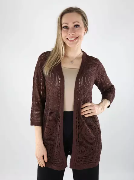 JDY naisten kimono/neuletakki Kofi 3/4 ruskea - Naisten neuleet - 140671 - 1