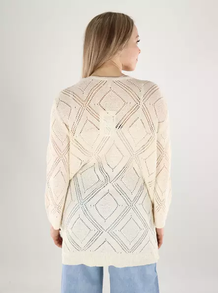 Only naisten neuletakki Pamela Open Cardigan 7/8 luonnonvalkoinen - Stickat för damer - 140421 - 2