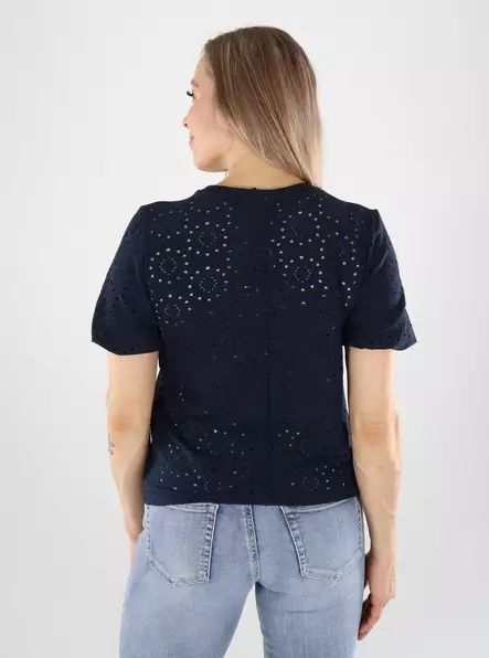 Vero Moda naisten reikäkuvioitu t-paita Tassa navy blazer - T-shirts för damer - 140991 - 2