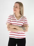 JJXX naisten raidallinen t-paita Annie V-Neck valkoinen / punainen - Naisten T-paidat - 137801 - 1