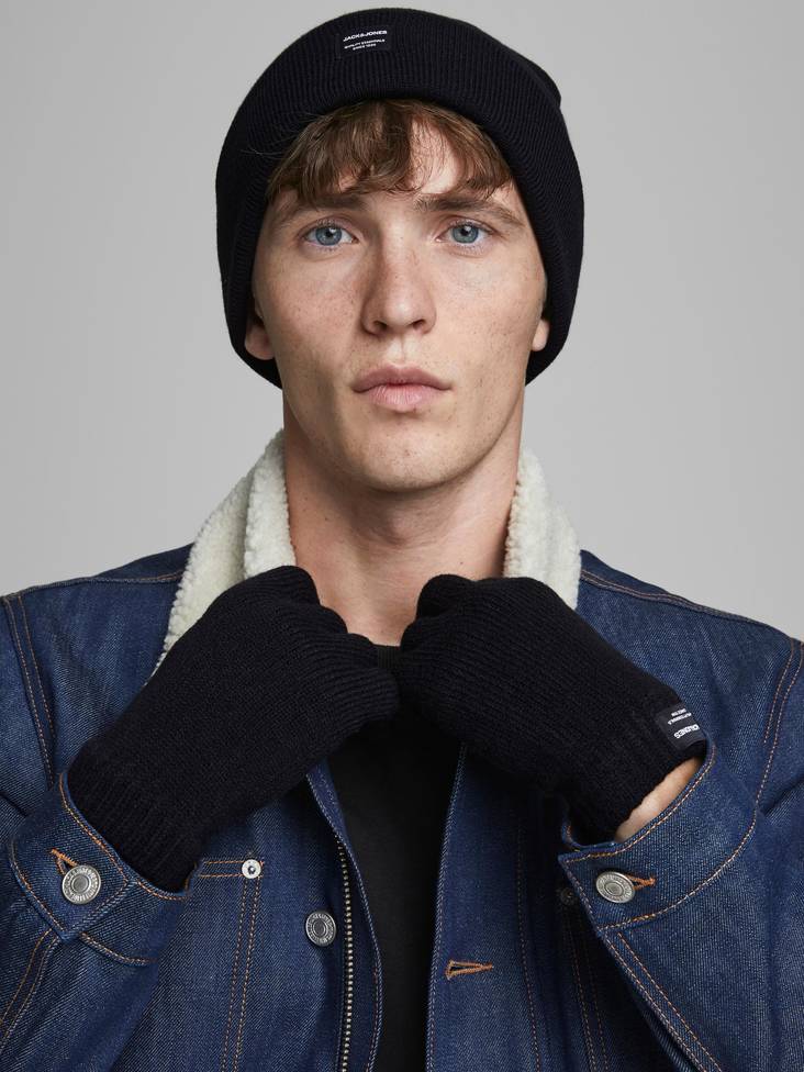 Jack&Jones Beanie & handske presentask, svart - Accessoarer för herrar - 132501 - 1
