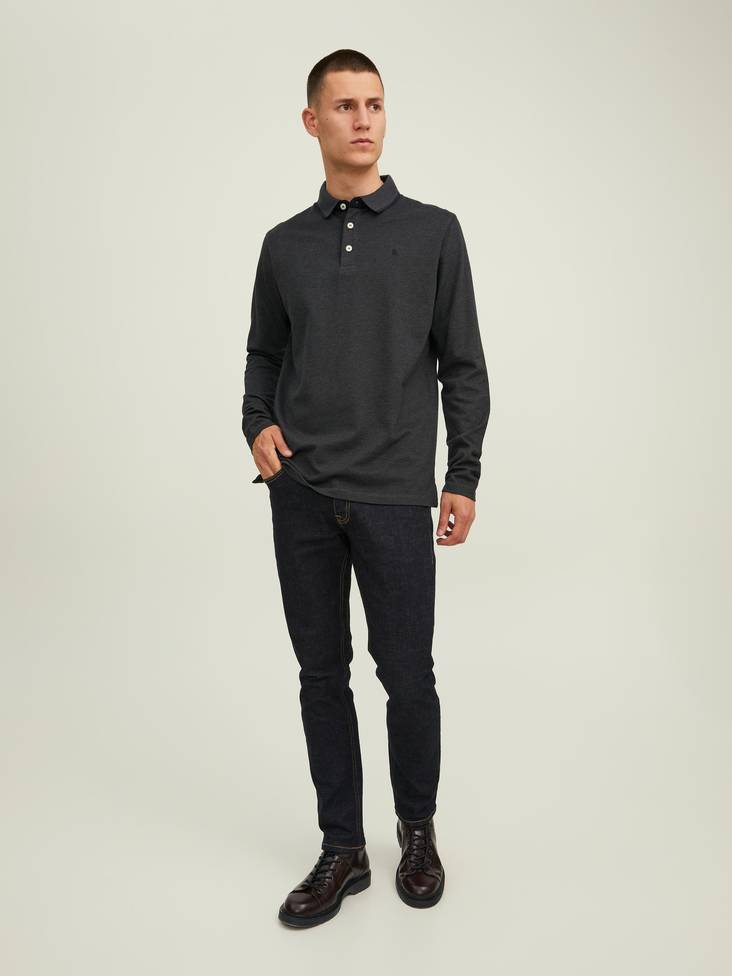 Jack&Jones miesten pitkähihainen paita Paulos polo dark grey - Miesten pitkähihaiset paidat - 132561 - 1