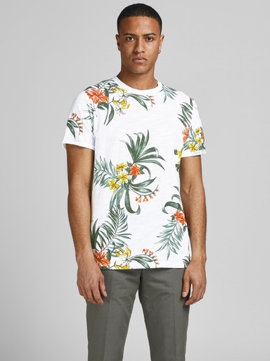 Jack & Jones blommig herr t-shirt Blabeach, svart, vit - T-shirts för herrar - 128761 - 1