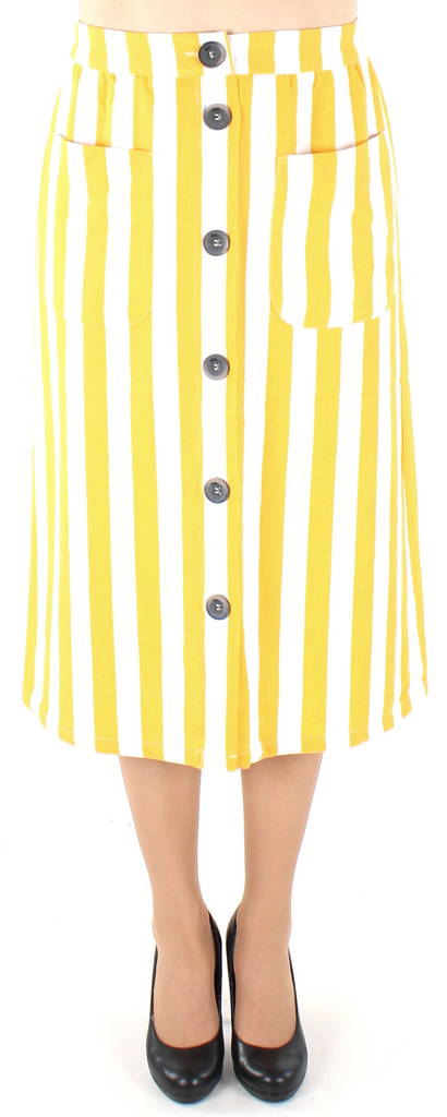 Only Kjol Madeline Piper Midi gul/vit - Kjolar - 123771 - 1