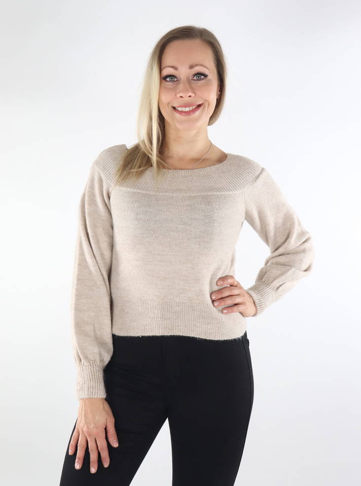 Only Jane Off shoulder-neule vaaleanbeige - Naisten neuleet - 134551 - 1