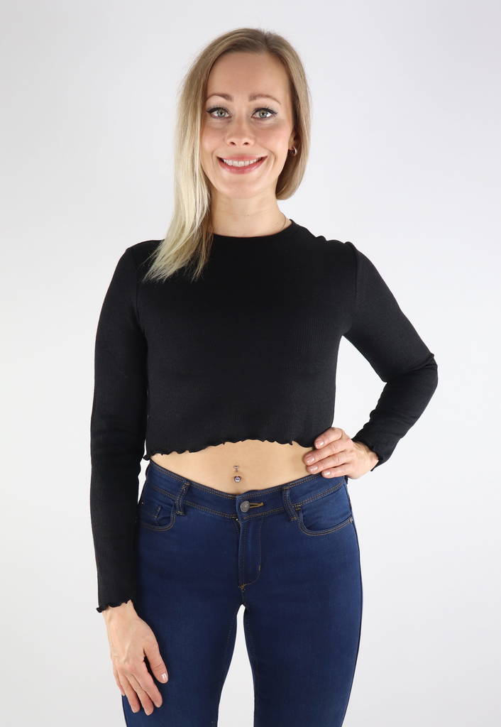 Only naisten cropattu Paita Kitty l/s cropped musta - Naisten pitkähihaiset paidat - 131571 - 1