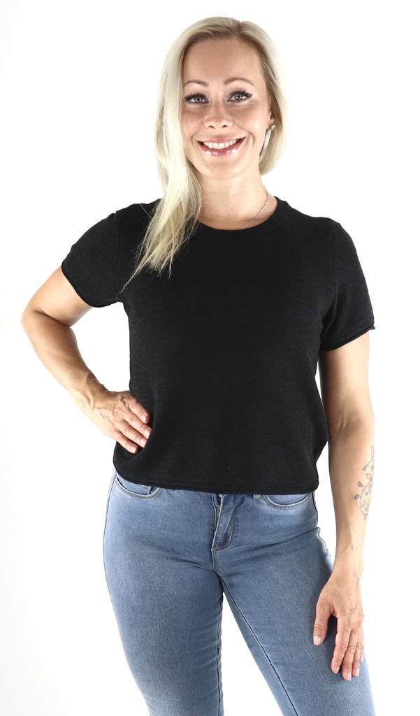 Only naisten lyhythihainen neule Fiona, musta, vihreä - Naisten neuleet - 128791 - 2