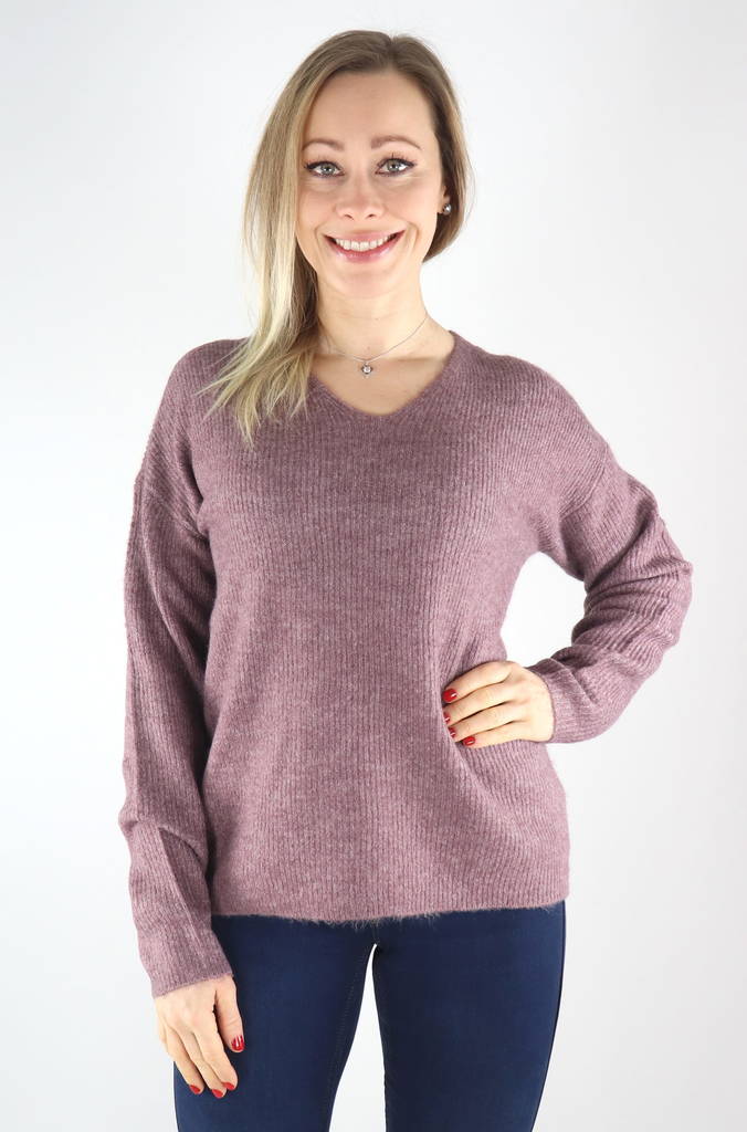 Only naisten neule Camilla v-neck rose brown - Naisten neuleet - 132231 - 1